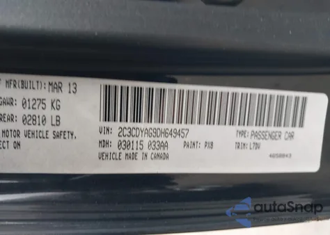 2013 Dodge Challenger Sxt z USA, uszkodzony, nr VIN 2C3CDYAG9DH649457